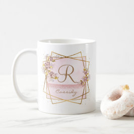 Elegante Rose Gold Glitzer Rose Monogram Kaffeetasse