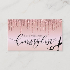 Elegante Rose Gold Glitzer Schere Haarstylist squ Visitenkarte