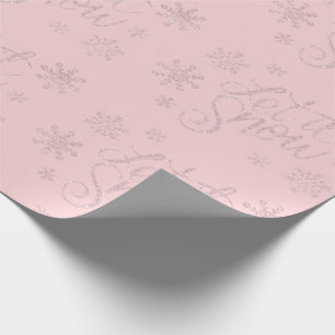 Elegante Rose Gold Glitzer Schnee und Schneeflocke Geschenkpapier