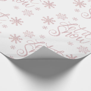 Elegante Rose Gold Glitzer Schnee und Schneeflocke Geschenkpapier