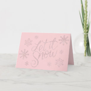 Elegante Rose Gold Glitzer Schnee und Schneeflocke Karte