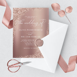 Elegante Rose Gold Glitzer Script Hochzeit Einladung