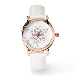 Elegante Rose Gold Glitzer Snowflake Weihnachten Armbanduhr
