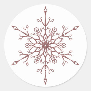 Elegante Rose Gold Glitzer Snowflake Weihnachten Runder Aufkleber