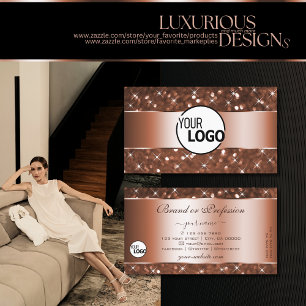 Elegante Rose Gold Glitzer Sparkle Stars und Logos Visitenkarte