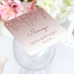 Elegante Rose Gold Glitzer Tropfen 80. Geburtstags Rechteckiger Pappuntersetzer<br><div class="desc">Diese schicken,  eleganten 80. Geburtstagsparty-Untersetzer mit einer funkelnd Rose Gold Imitate Glitzer Tropfen Rand und Rose Gold ombre Hintergrund. Personalisieren Sie sie mit dem Ehrengast in dunkler Rose Handschrift Drehbuch,  mit ihrem Geburtstag und Datum unten in Sans Serif Schriftart.</div>