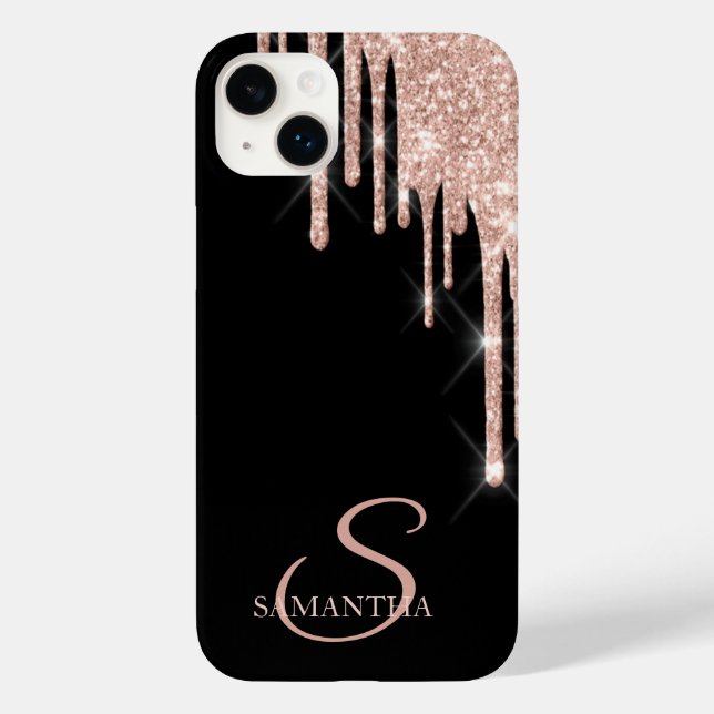 Elegante Rose Gold Glitzer Tropfen Case-Mate iPhone Hülle (Rückseite)