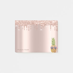 Elegante Rose Gold Glitzer Tropfen Cool Ananas Post-it Klebezettel