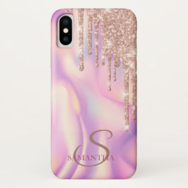 Elegante Rose Gold Glitzer Tropfen Holographisch Case-Mate iPhone Hülle