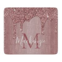 Elegante Rose Gold Glitzer Tropfen Monogram