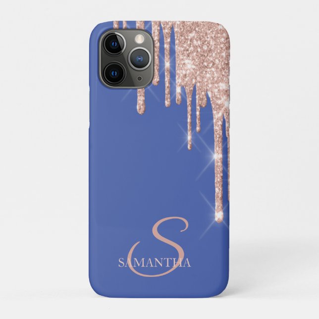 Elegante Rose Gold Glitzer Tropfen Violet Case-Mate iPhone Hülle (Rückseite)
