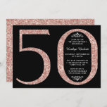 Elegante Rose Gold Glitzer Typografie 50. Geburtst Einladung<br><div class="desc">Feiern Sie stilvoll mit diesen trendigen und eleganten Rose Gold Glitzer 50. Geburtstag Einladungen. Das Design ist einfach zu personalisieren und Ihre Gäste werden begeistert sein,  wenn sie diese stilvollen Einladungen erhalten.</div>