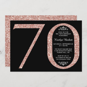 Elegante Rose Gold Glitzer Typografie 70. Geburtst Einladung