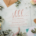 Elegante Rose Gold Glitzer Überraschung Geburtstag Acryleinladungen<br><div class="desc">Feiern Sie stilvoll mit diesen trendigen und eleganten Typografie Überraschungen Geburtstagsparty Acryleinladungen. Das Design ist einfach zu personalisieren und Ihre Gäste werden begeistert sein,  wenn sie diese stilvollen Einladungen erhalten.</div>