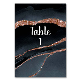 Elegante Rose Gold Glitzer und Gray Agate Tischnummer