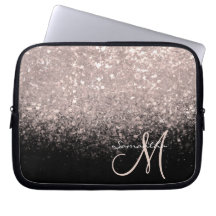Elegante Rose Gold Glitzer und Schwarz Mit Monogra