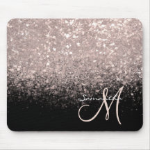 Elegante Rose Gold Glitzer und Schwarz Mit Monogra