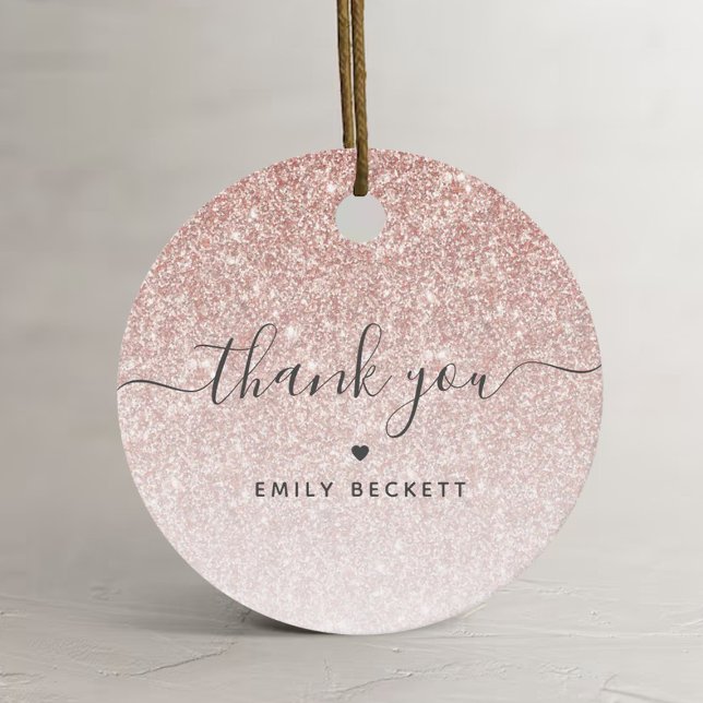 Elegante Rose Gold Glitzer Vielen Dank Geschenkanhänger (Von Creator hochgeladen)