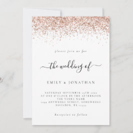 Elegante Rose Gold Glitzer Wedding White Einladung