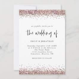 Elegante Rose Gold Glitzer Wedding White Einladung