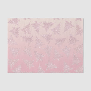 Elegante Rose Gold Glitzer Weihnachtsbaum Muster Seidenpapier