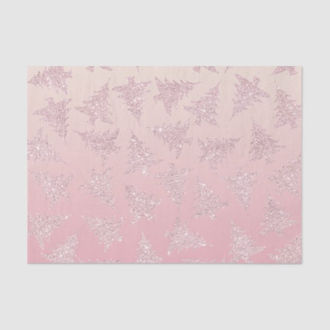 Elegante Rose Gold Glitzer Weihnachtsbaum Muster Seidenpapier (Vorderseite)