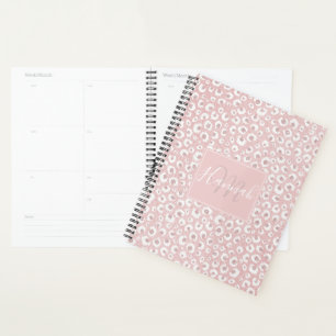 Elegante Rose Gold Glitzer White Leopard Print Planer