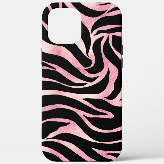 Elegante Rose Gold Glitzer Zebra Black Animal Prin Case-Mate iPhone Hülle (Rückseite)