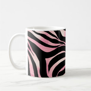 Elegante Rose Gold Glitzer Zebra Black Animal Prin Kaffeetasse