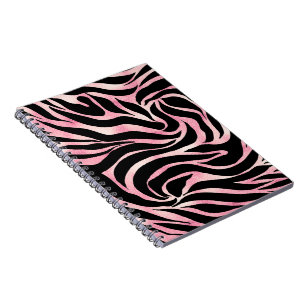 Elegante Rose Gold Glitzer Zebra Black Animal Prin Notizblock