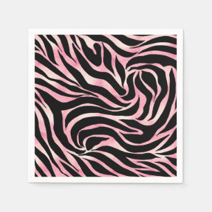 Elegante Rose Gold Glitzer Zebra Black Animal Prin Serviette