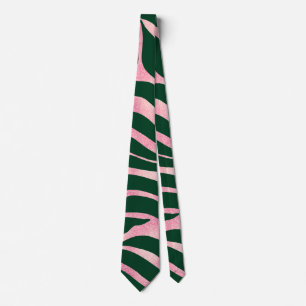 Elegante Rose Gold Glitzer Zebra Green Animal Prin Krawatte