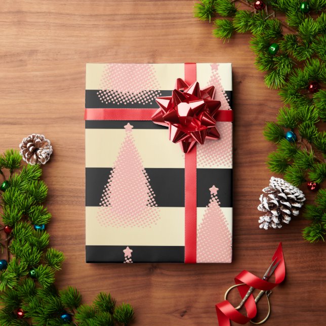 Elegante Rose Gold & Gold Weihnachtsbaummuster Geschenkpapier (Feiertagsgeschenk)