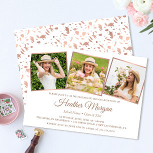 Elegante Rose Gold Graduate Foto Graduation Party Einladung
