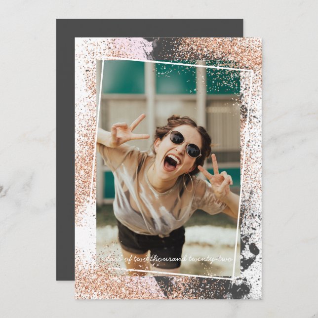 Elegante Rose Gold Graduation Party Einladung (Vorne/Hinten)