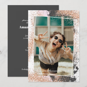 Elegante Rose Gold Graduation Party Einladung