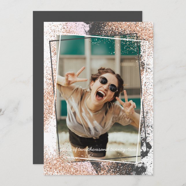 Elegante Rose Gold Graduation Party Einladung (Vorne/Hinten)