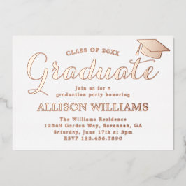 Elegante Rose Gold Graduation Party Folieneinladung