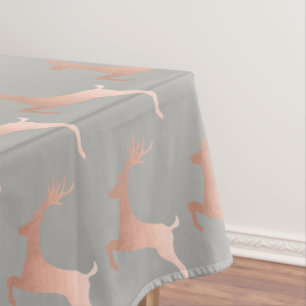 Elegante Rose Gold Grau Weihnachts-Rentiermuster Tischdecke