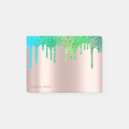Elegante Rose Gold Green Blue Glitzer Tropfen Post-it Klebezettel