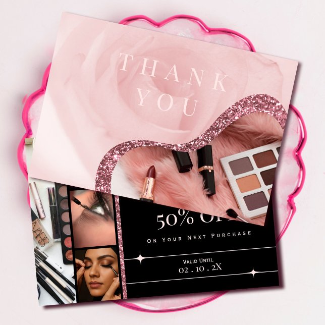 Elegante Rose Gold Gutschein | Rabattkarte (Elegant Rose Gold Gift Voucher | Discount Card #zazzlemade #thankyoucard #giftcertificate #voucher)