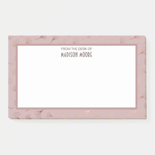 Elegante Rose Gold Hand Drawn Floral Post-it Klebezettel (Vorderseite)