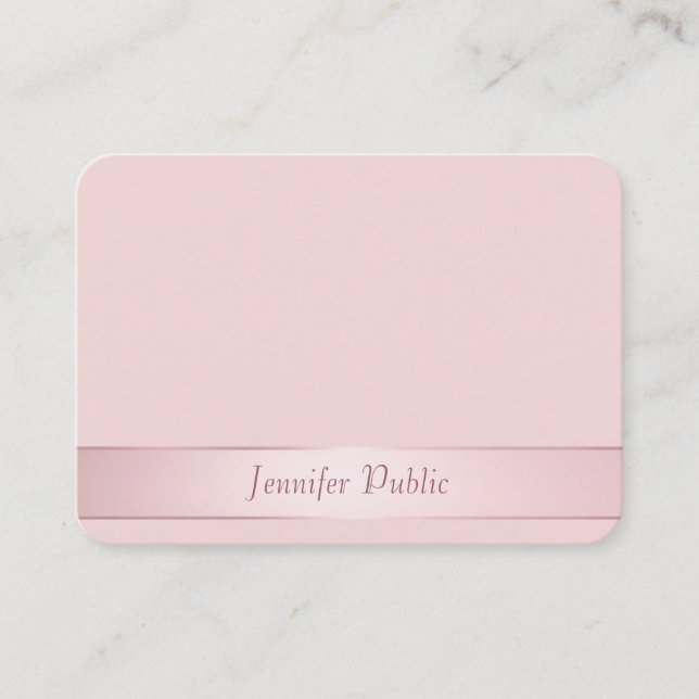 Elegante Rose Gold Handschrift Template Moderne Visitenkarte (Vorderseite)