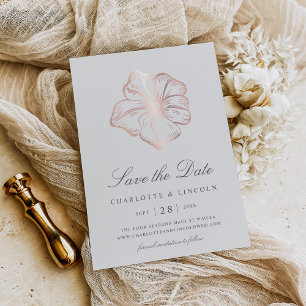 Elegante Rose Gold Hibiskus Blume Hochzeit Save The Date