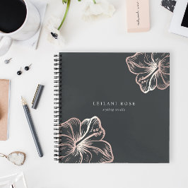 Elegante Rose Gold Hibiskus Blume Notizbuch