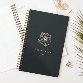 Elegante Rose Gold Hibiskus Blume Personalisiert Planer