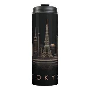 Elegante Rose-Gold-Illustration der Stadtsilhouett Thermosbecher