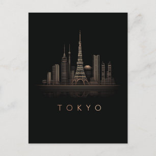 Elegante Rose-Gold-Illustration der Tokioter Skyli Feiertagspostkarte
