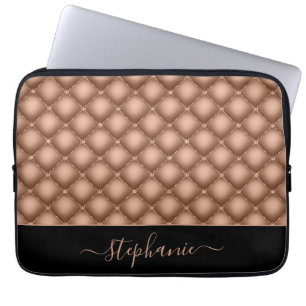 Elegante Rose Gold Jewel Tufted Personalisiert Laptopschutzhülle