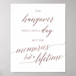 Elegante Rose Gold Kalligrafie Hangover & Erinneru Poster